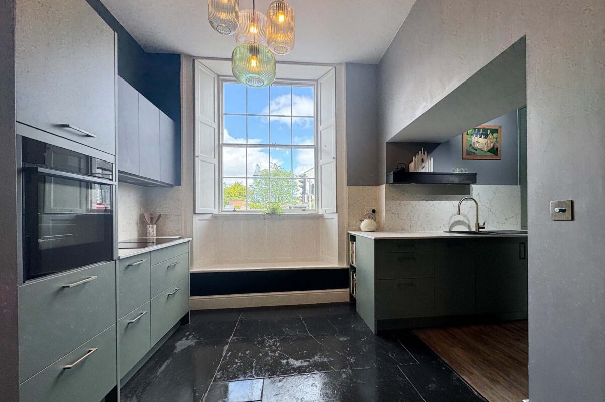 Green, Black Modern Kitchen
